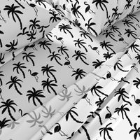 palm tree // black and white palms palm trees palm print flamingo bird summer kids monochrome