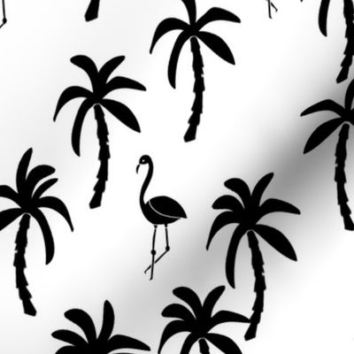 palm tree // black and white palms palm trees palm print flamingo bird summer kids monochrome