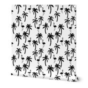 palm tree // black and white palms palm trees palm print flamingo bird summer kids monochrome