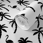 palm tree // black and white palms palm trees palm print flamingo bird summer kids monochrome