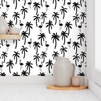 palm tree // black and white palms palm trees palm print flamingo bird summer kids monochrome