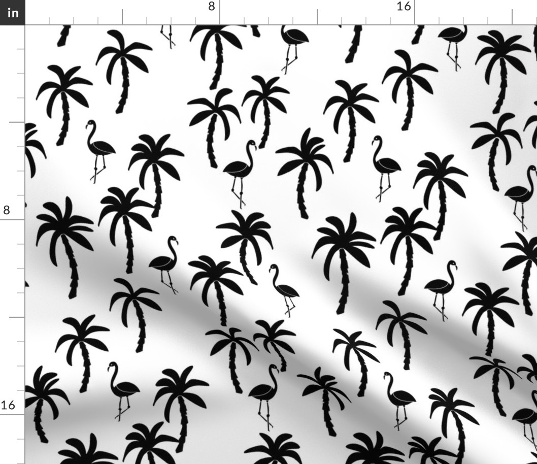 palm tree // black and white palms palm trees palm print flamingo bird summer kids monochrome