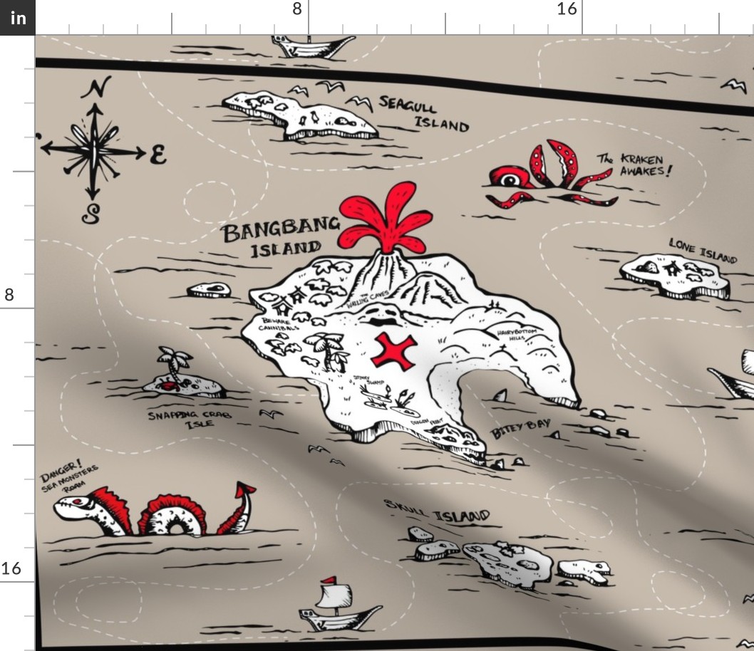 Pirate Island FQ Map 21'' x 18''