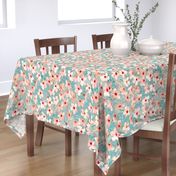 Shabby Chic Painted Hibiscus Pattern - peach & mint