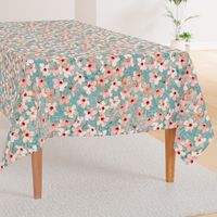 Shabby Chic Painted Hibiscus Pattern - peach & mint