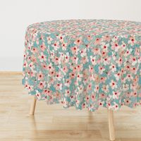 Shabby Chic Painted Hibiscus Pattern - peach & mint