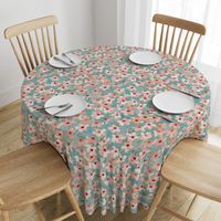 Shabby Chic Painted Hibiscus Pattern - peach & mint