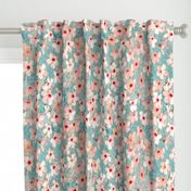 Shabby Chic Painted Hibiscus Pattern - peach & mint