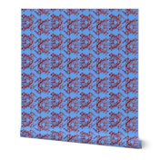 Floral Hearts Seamless Pattern Blue