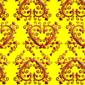 Floral Hearts Seamless Pattern Yellow