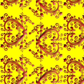 Floral Hearts Seamless Pattern Yellow