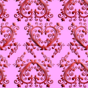 Floral Hearts Seamless Pattern Pink 