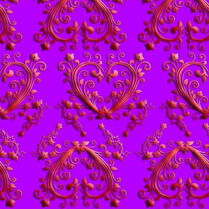 Floral Hearts Seamless Pattern  Purple 