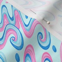 Swirls- Large- Light Blue Background- Pink Pastel Colors