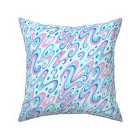 Swirls- Large- Light Blue Background- Pink Pastel Colors