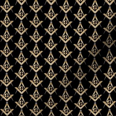 Med. 1" Masonic Square Compass Black Gold