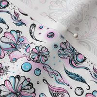 Flower Sprinkles- Small- Black, White Pink, Blue Swirls