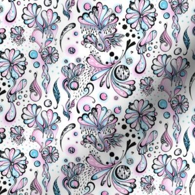 Flower Sprinkles- Small- Black, White Pink, Blue Swirls