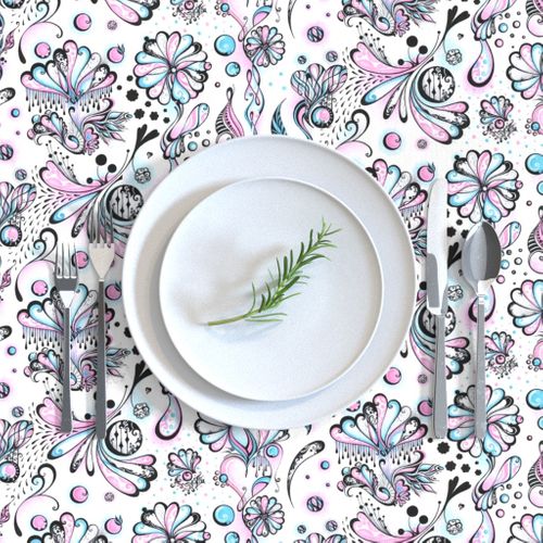 Flower Sprinkles- Large- Black, White Pink, Blue Swirls