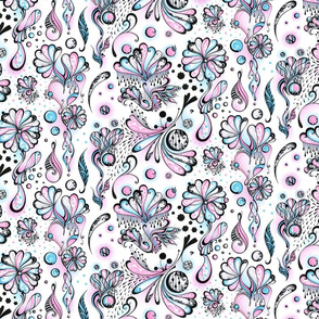 Flower Sprinkles- Large- Black, White Pink, Blue Swirls