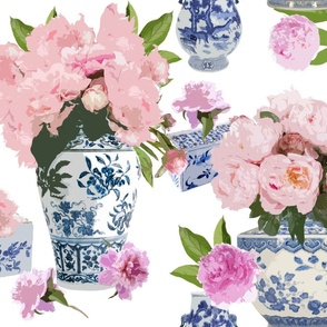 Paeonia in Blue Vases