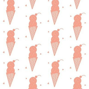 Coral Ice Cream Cone - Confetti Cone