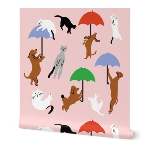 Raining Cats and Dogs Wallpaper | Spoonflower