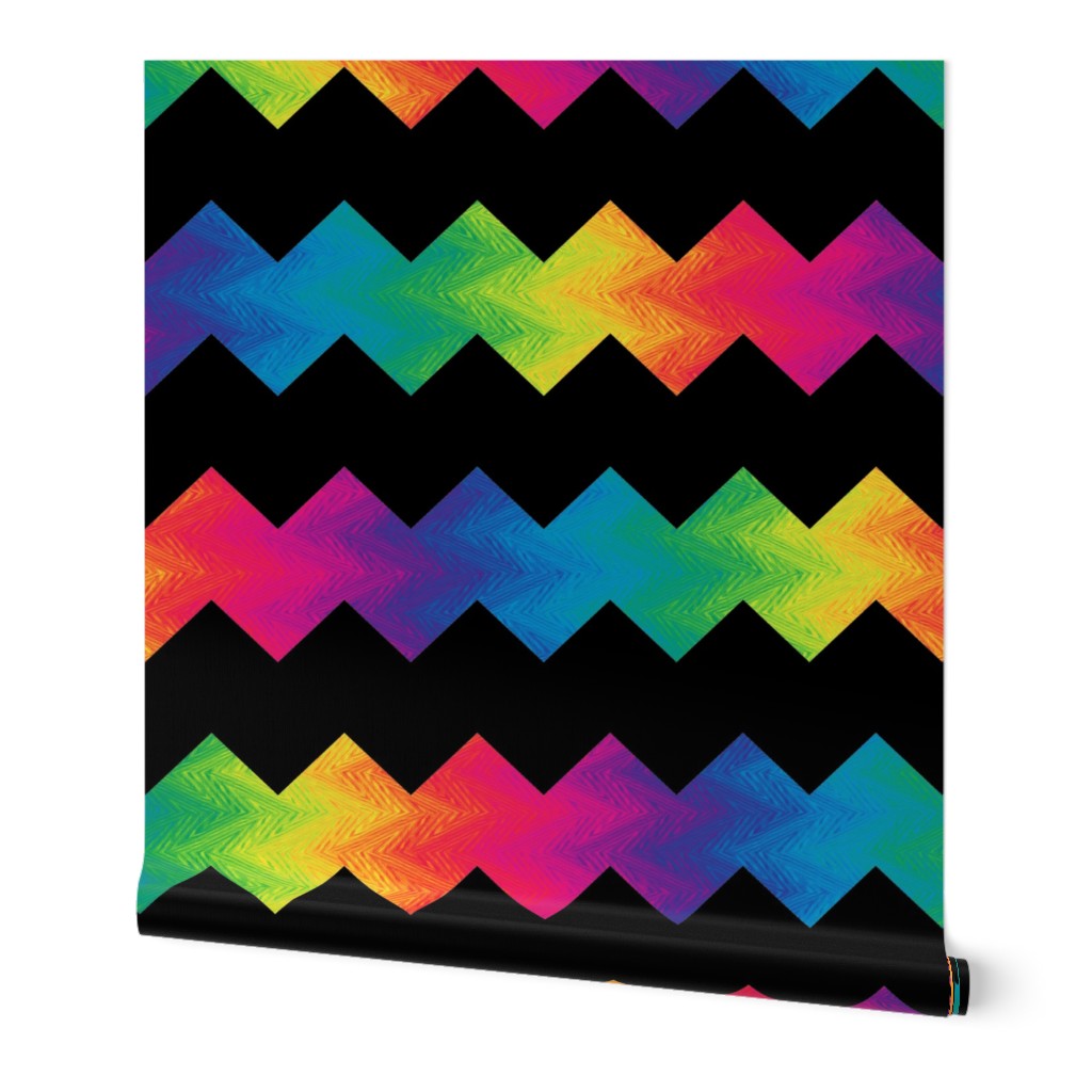 Large black and rainbow chevron