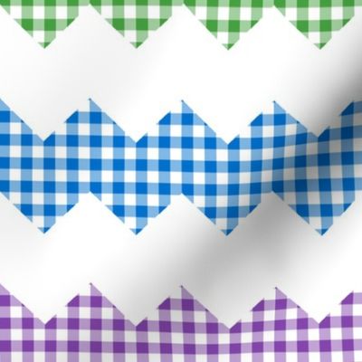 rainbow zigzag 1/4" gingham on white