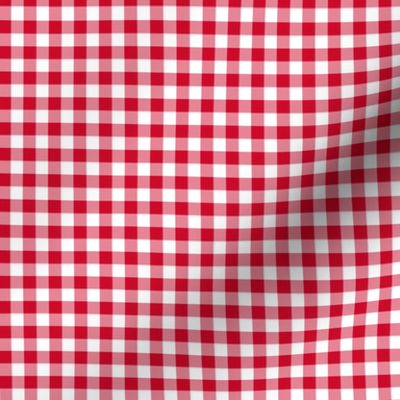 Christmascolors holly-berry red and white gingham, 1/4" squares 
