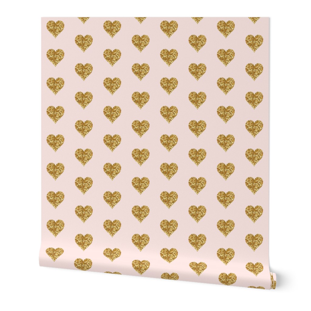 Whisper Pink Large Gold Hearts