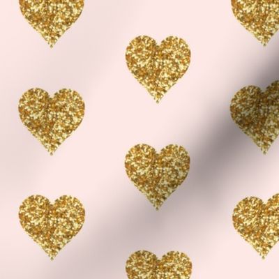 Whisper Pink Large Gold Hearts