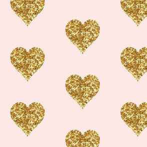 Whisper Pink Large Gold Hearts