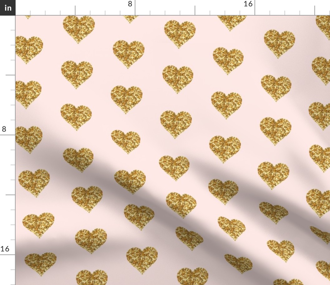 Whisper Pink Large Gold Hearts