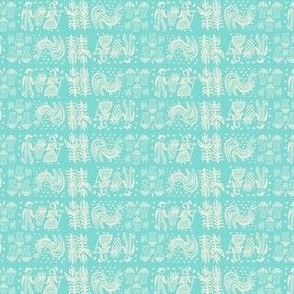 White On Turquoise Butterprint Design