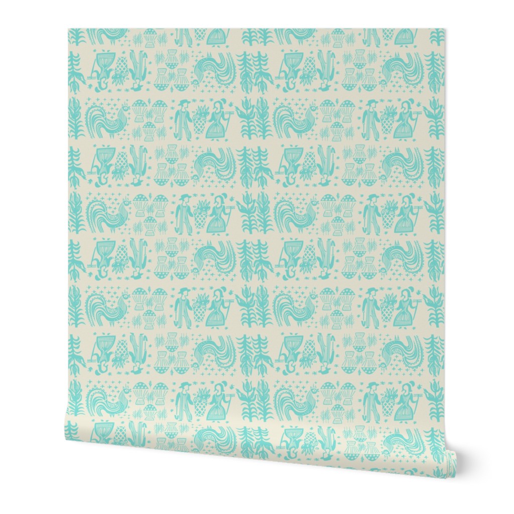 Turquoise on White Butterprint Design