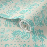 Turquoise on White Butterprint Design