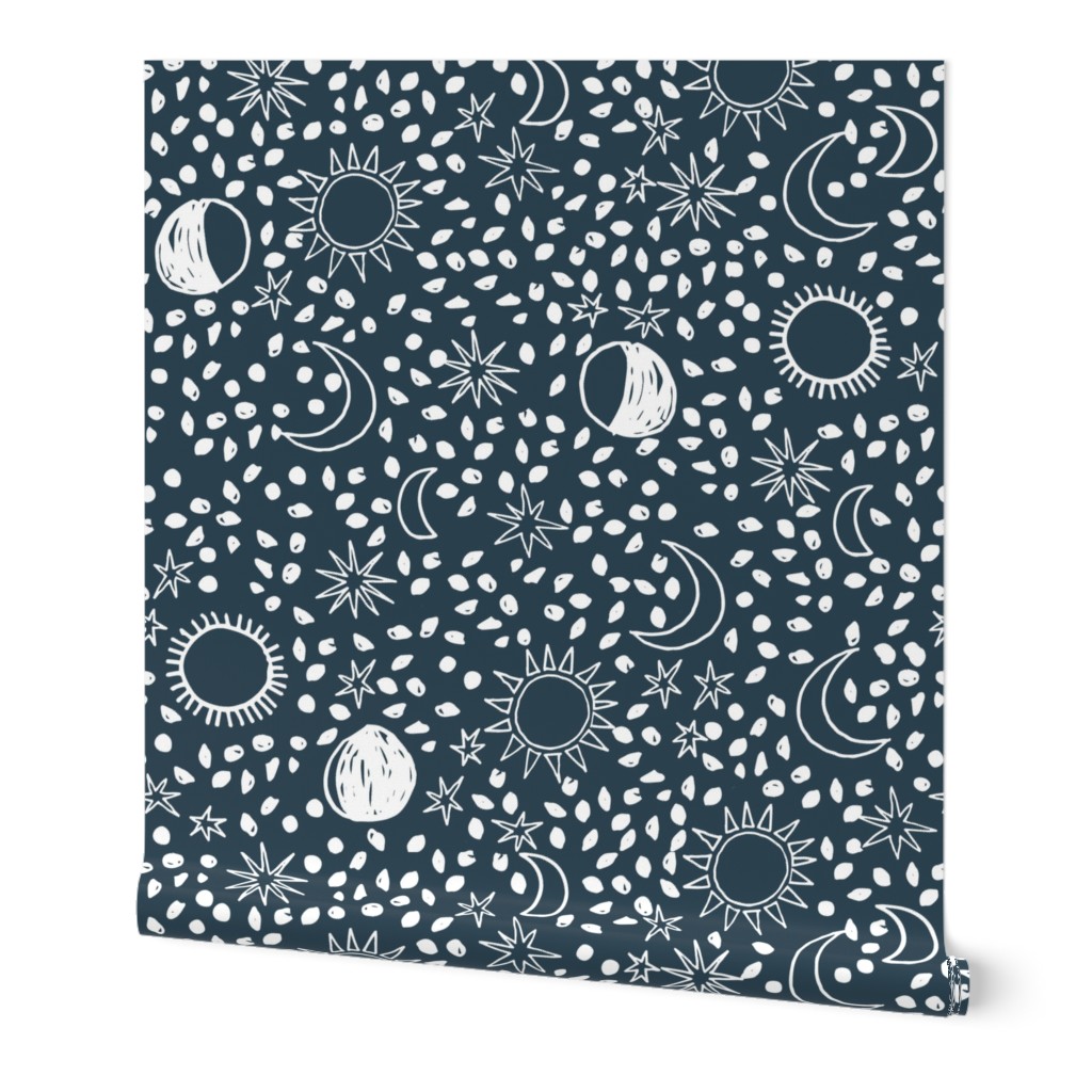 Sun, Moon, Stars -  Parisian Blue/White by Andrea Lauren