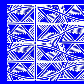 Blue Ukrainian Woodcut Panel