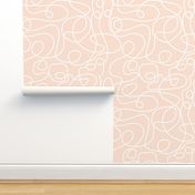 White on Peach | Doodled Line Art Pattern