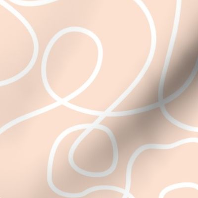 White on Peach | Doodled Line Art Pattern