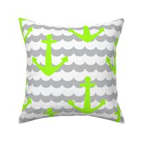 Nautical - Anchor Lime Green