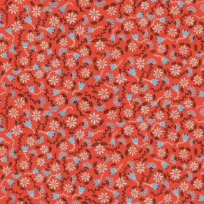 Coral Folksy Floral