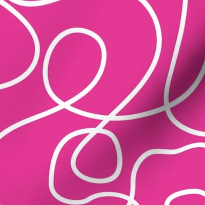 Doodle Line Art | White Lines on Hot Pink Background