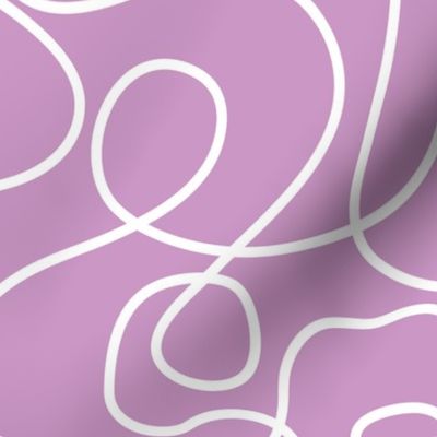 Doodle Line Art | White Lines on Lavender Purple Background