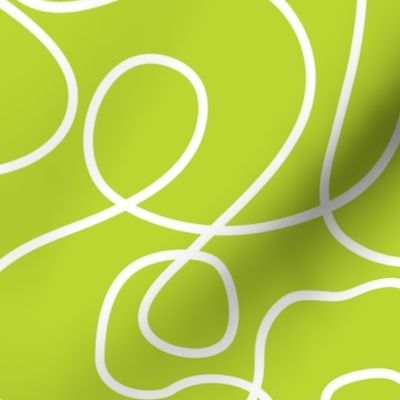 Doodle Line Art | White Lines on Lime Green Background