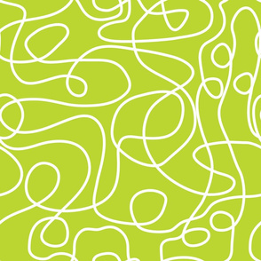 Doodle Line Art | White Lines on Lime Green Background