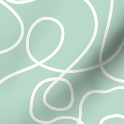 Doodle Line Art | White Lines on Mint Green Background