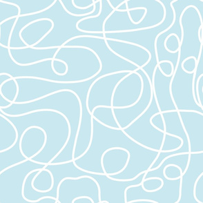 Doodle Line Art | White Lines on Palest Blue Background