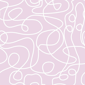 White on Dusty Pink | Doodled Line Art Pattern